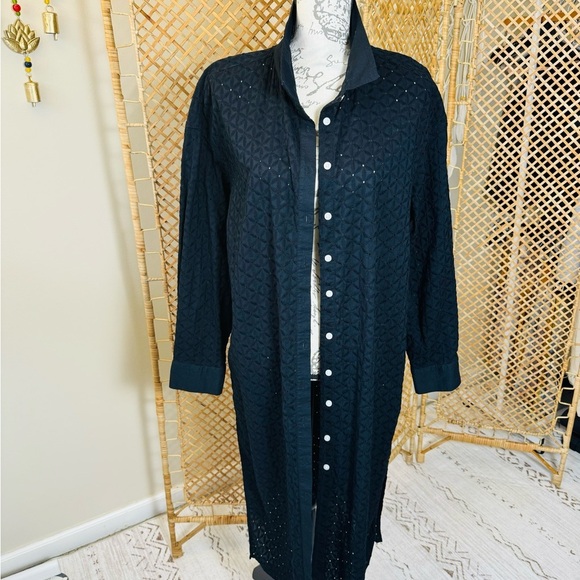 Tommy Hilfiger Eyelet Black Tunic /Dress Blouse - Picture 9 of 13